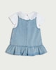 image 2 of F&F Baby 2-Piece Pure Cotton Denim Embroidered Pinafore and Bodysuit Set in Blue