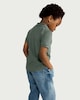 image 3 of F&F Boys Popcorn Textured Zip Neck Polo Shirt in Green