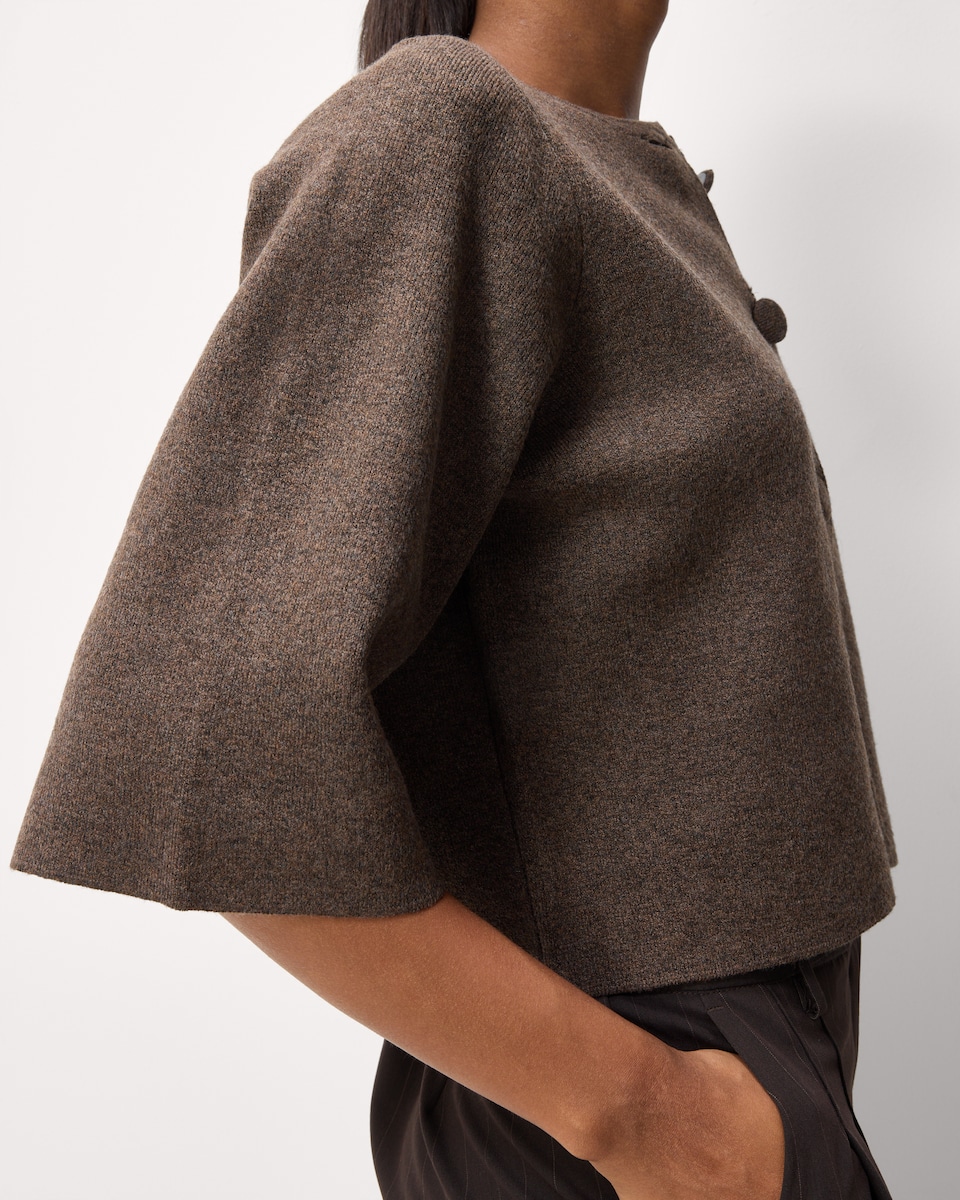 image 1 of F&F Button Up Boxy Cardigan in Chocolate