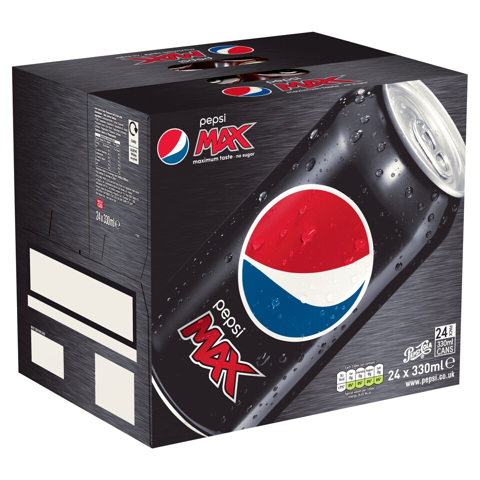 Pepsi Max No Sugar Cola Cans 24x330ml