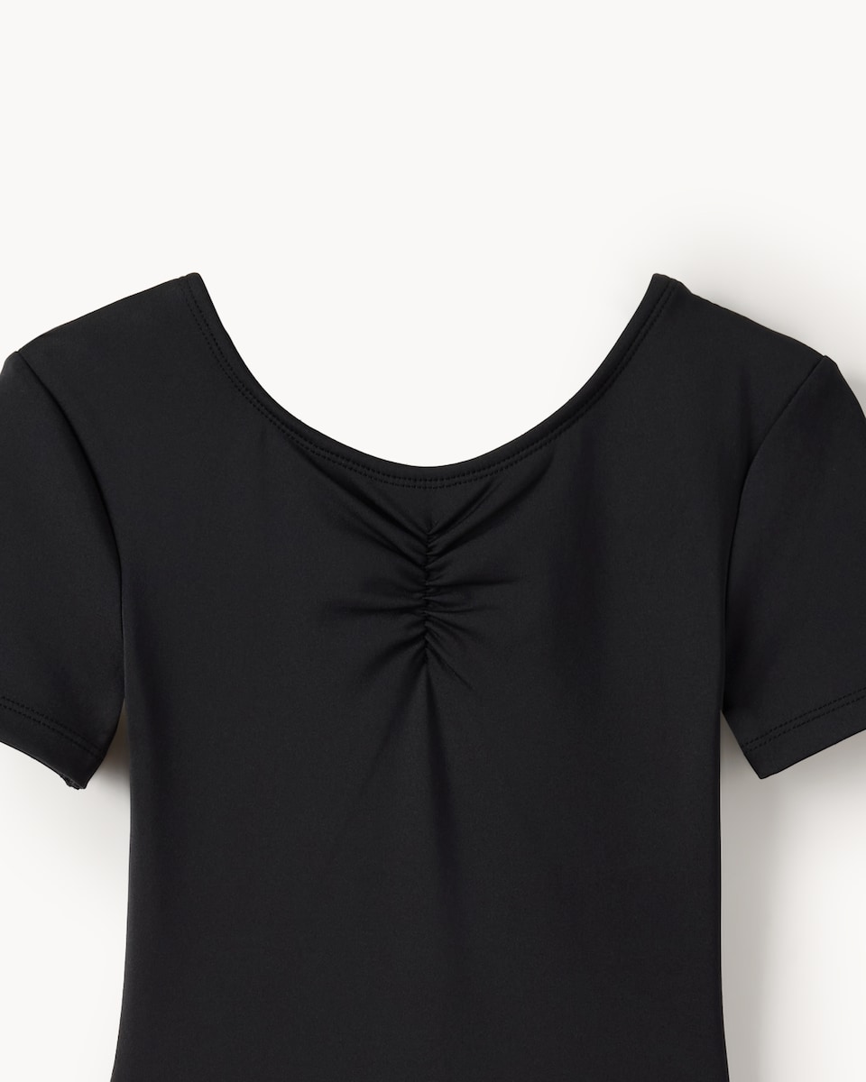 image 1 of F&F Active Girls Short Sleeved Leotard in Black