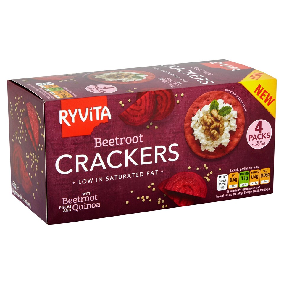 image 1 of Ryvita Vegetable Crackers Beetroot 150G