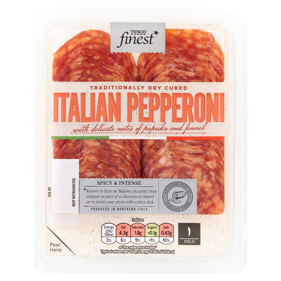Tesco Finest Italian Pepperoni szeletelt szárításos érleléssel készült szalámi 90 g
