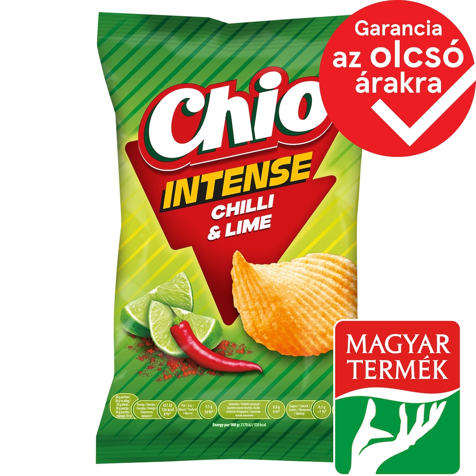 Chio Intense chilli és lime ízű burgonyachips 55 g