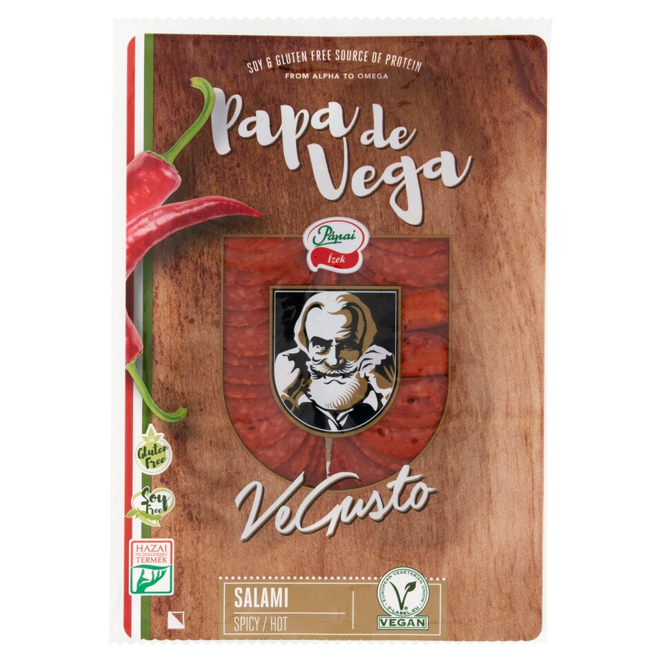 Pápai Papa de Vega szeletelt vegán csípős szalámi 100 g