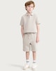 image 2 of F&F Boys Cotton Rich Textured Drawstring Shorts in Stone