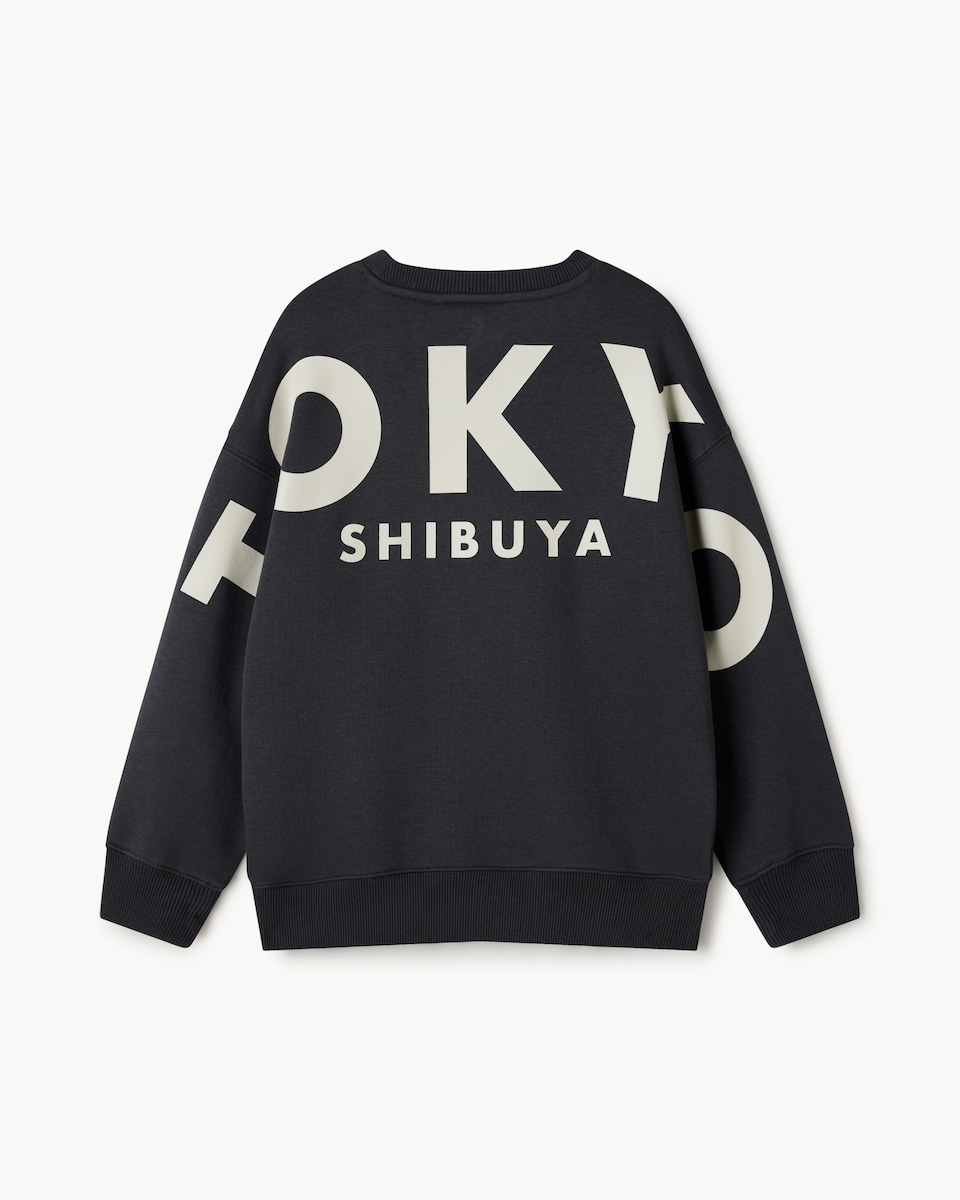 image 1 of F&F Boys Cotton Rich Slogan Oversized Fit Sweatshirt in Grey
