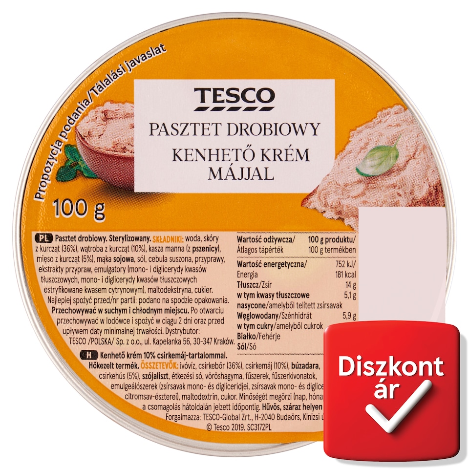 Tesco kenhető krém 10% csirkemájjal 100 g 