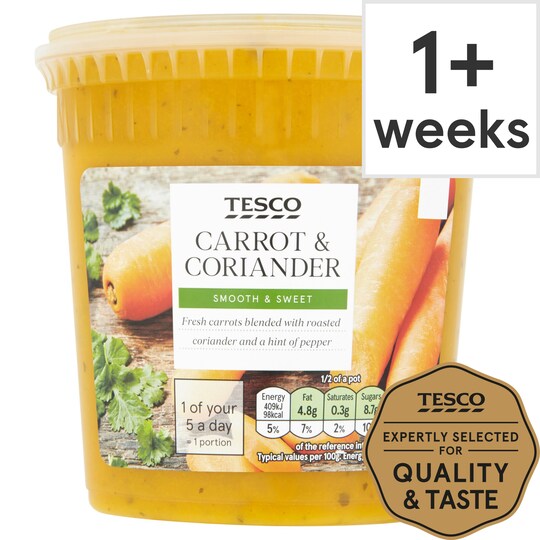 Tesco Carrot Coriander Soup 600G Tesco Groceries