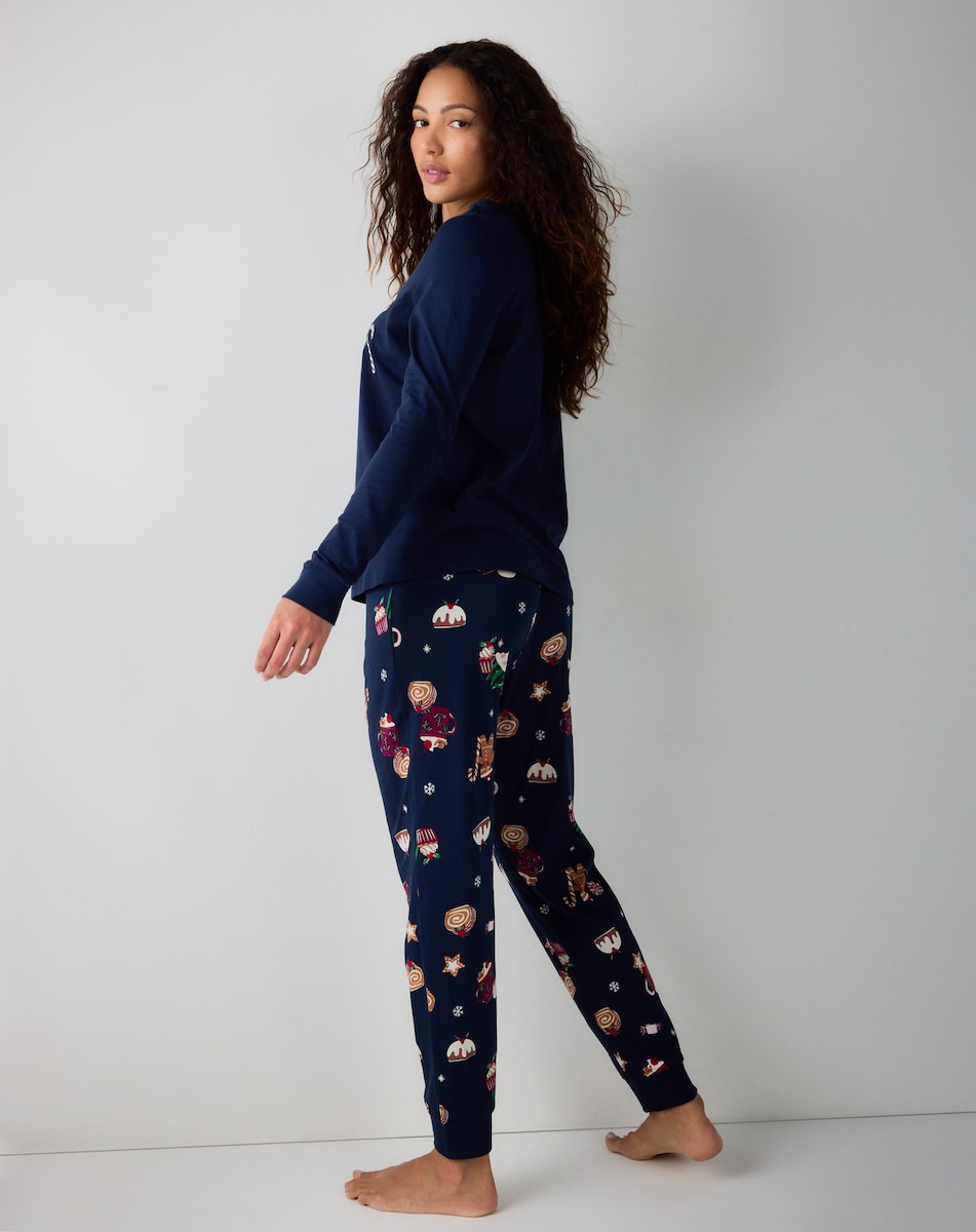 image 1 of Christmas Pure Cotton Merry Christmas Matching Family Pyjama Set in Navy