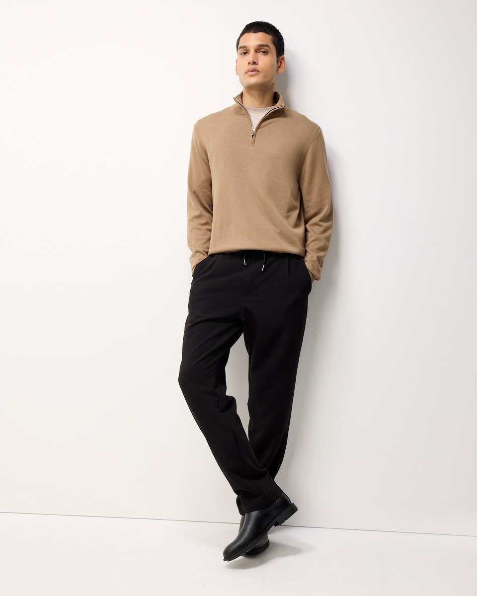 image 1 of F&F Pure Cotton Half Zip Jumper in Camel
