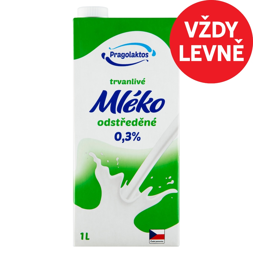 Pragolaktos Trvanlivé mléko odstředěné 0,3% 1l
