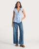 image 3 of F&F Modal Rich Sleeveless Ruffle Front Blouse in Blue
