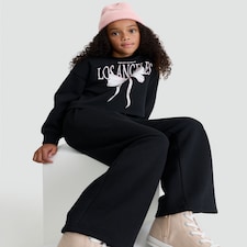 F&F Girls 2-Piece Cotton Rich Los Angeles Sweatshirt and Joggers Set in Black