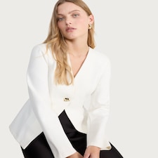 F&F Ponte Single Metal Button Jacket in Cream