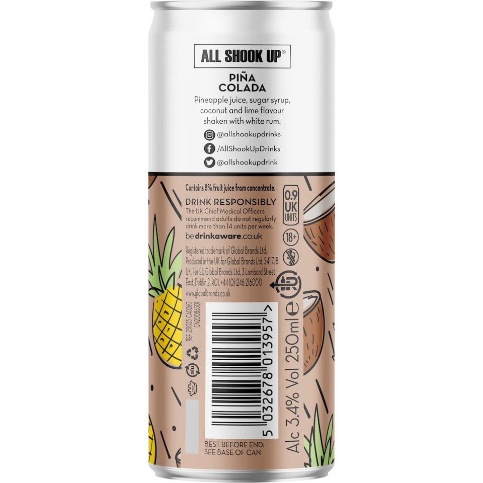 image 1 of All Shook Up Premium Cocktail - Pina Colada 250ml