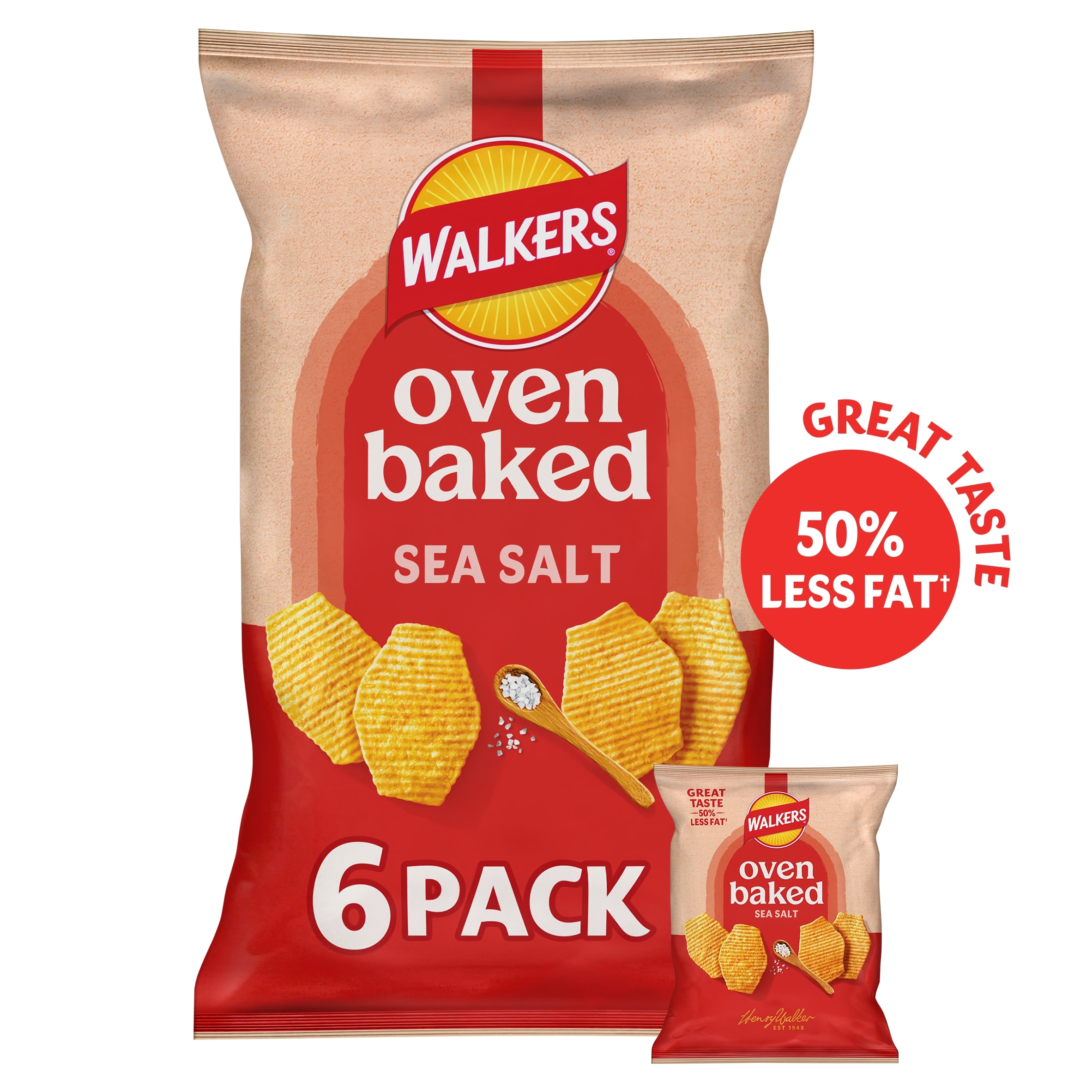 Walkers Baked Sea Salt Multipack Crisps 6x22g