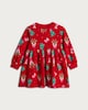 image 4 of F&F Girls Cotton Rich Christmas Print Sweater Dress in Red