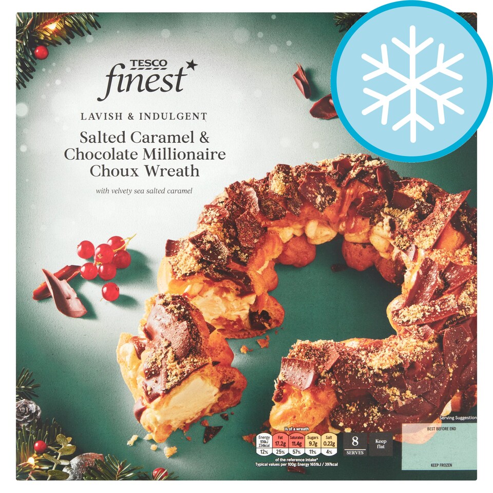 Tesco Finest Salted Caramel & Chocolate Millionaires Choux Wreath 472G