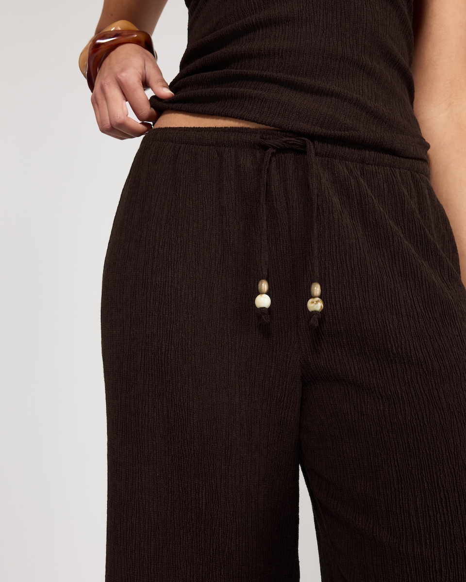 image 1 of F&F Textured Wide Leg Co-ord Trousers in Brown
