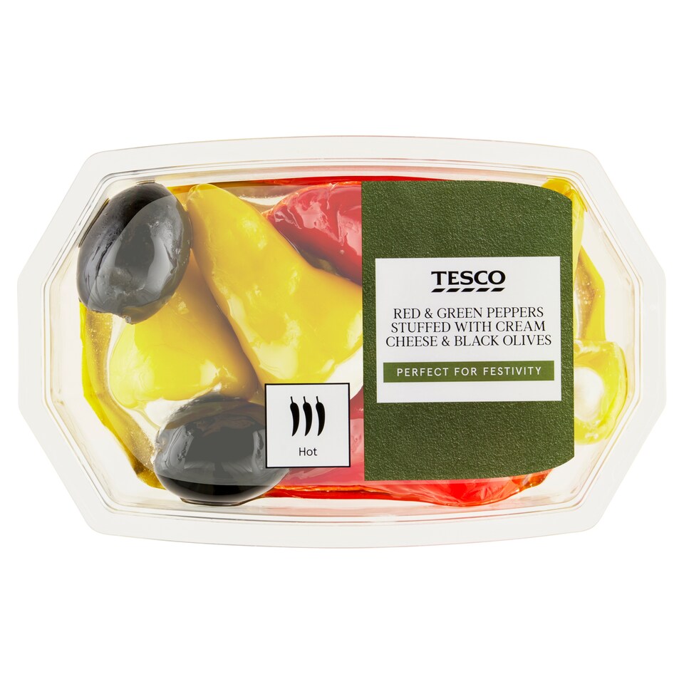 Tesco Red & Green Peppers Stuffed with Cream Cheese & Black Olives 150 g