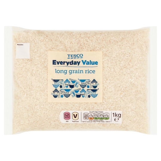 Tesco Everyday Value Long Grain Rice 1 Kilograms Tesco Groceries