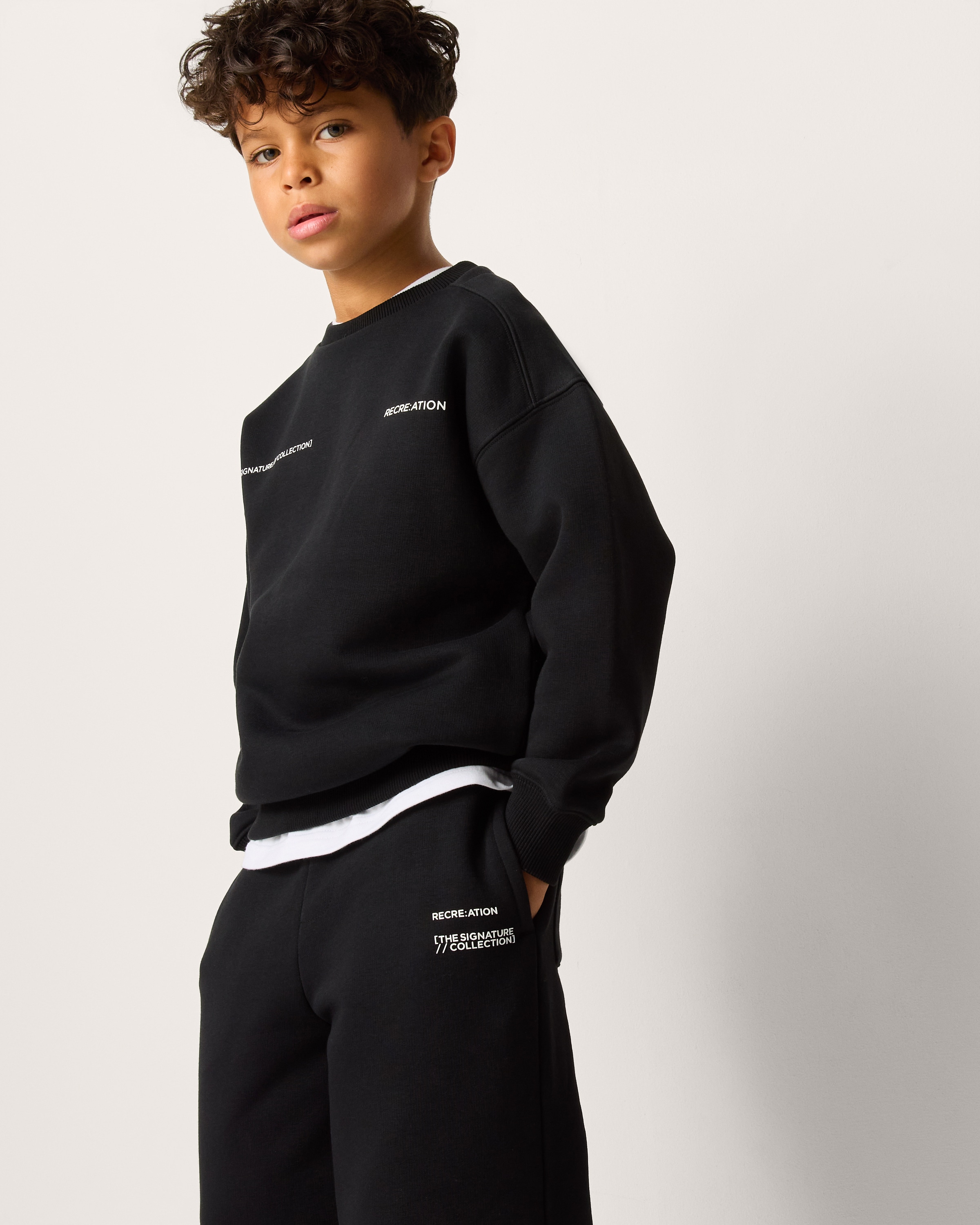 F&F Boys Cotton Rich Slogan Sweatshirt in Black