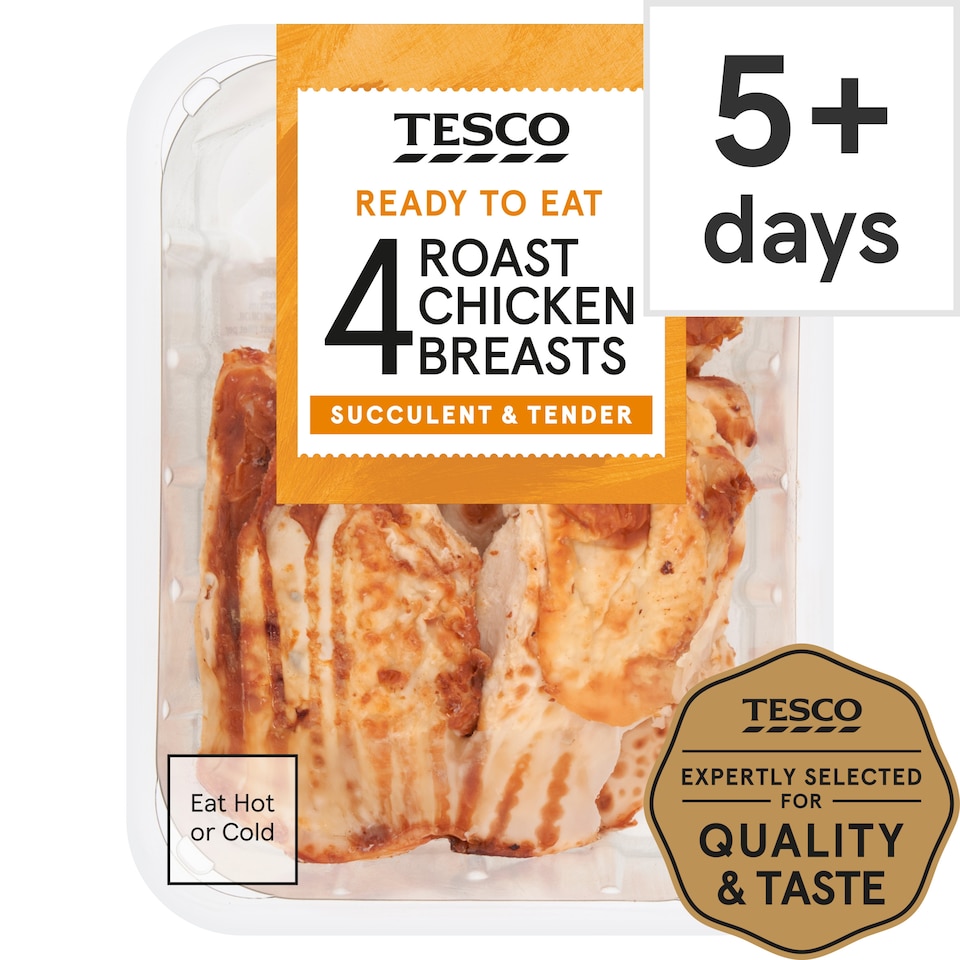 Tesco 4 Roast Cooked Chicken Breast Fillets 485G