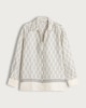 image 4 of F&F Satin Geometric Print Button Up Shirt in Cream