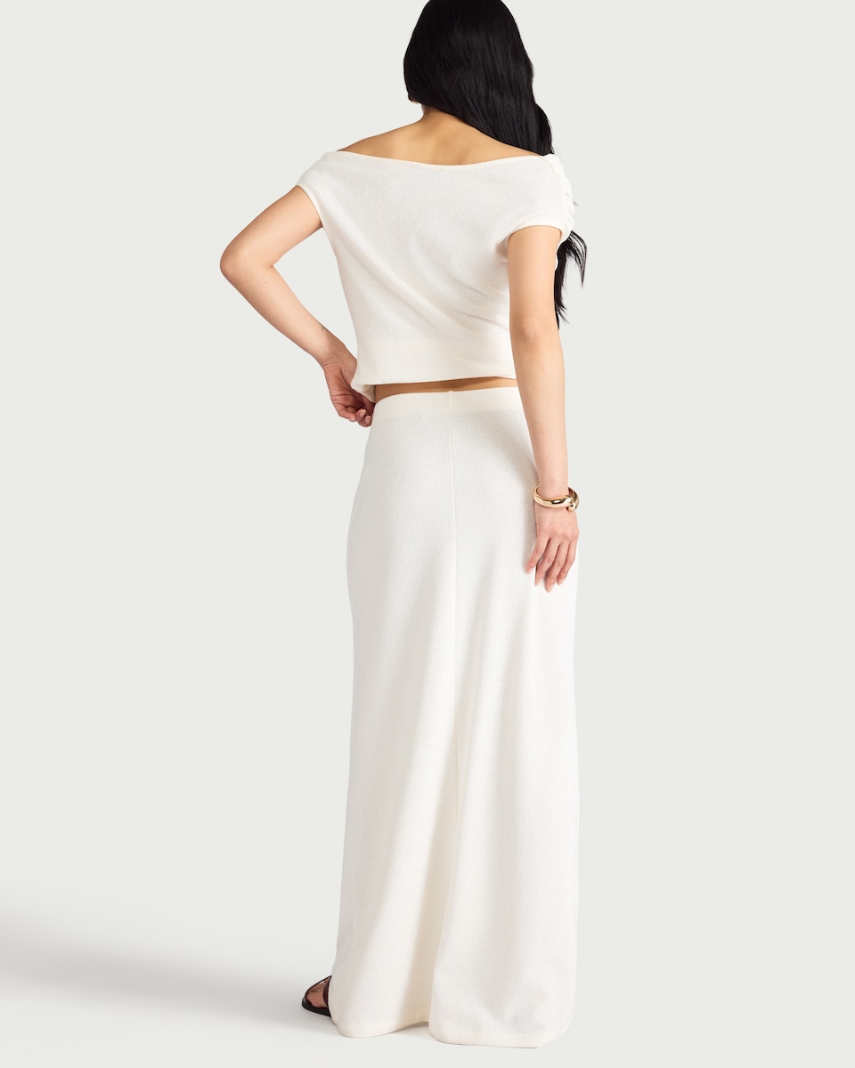 image 1 of F&F Textured Co-ord Maxi Skirt in Cream