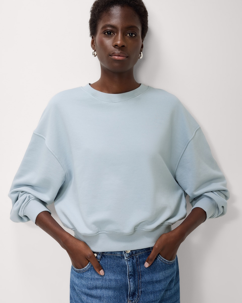 image 1 of F&F Cotton Rich Balloon Sleeved Sweatshirt in Blue