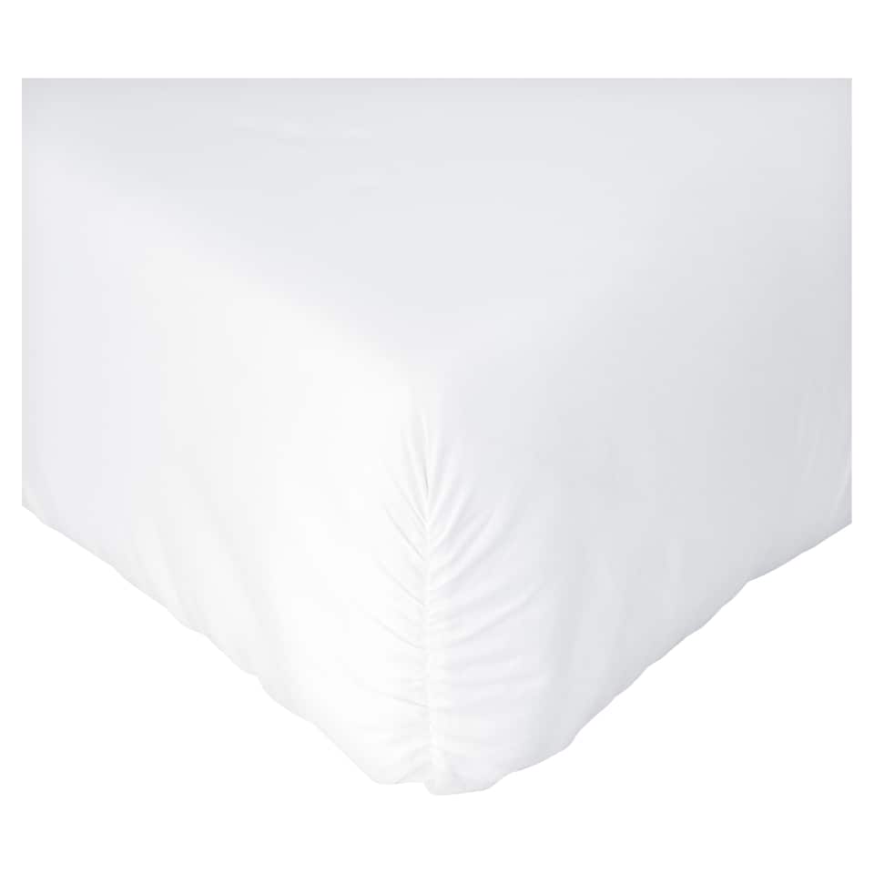 F&F Home Hotel White 400 Thread Count Cotton Tencel True Grip Fitted Sheet Double