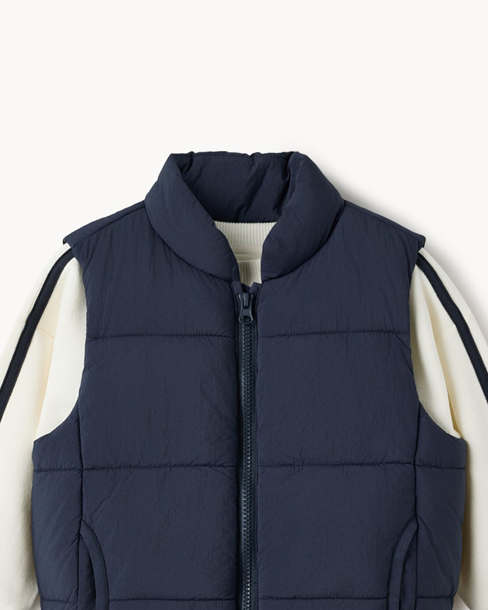 image 1 of F&F Boys Zip Up Gilet, Sweatshirt and Joggers Set in Navy