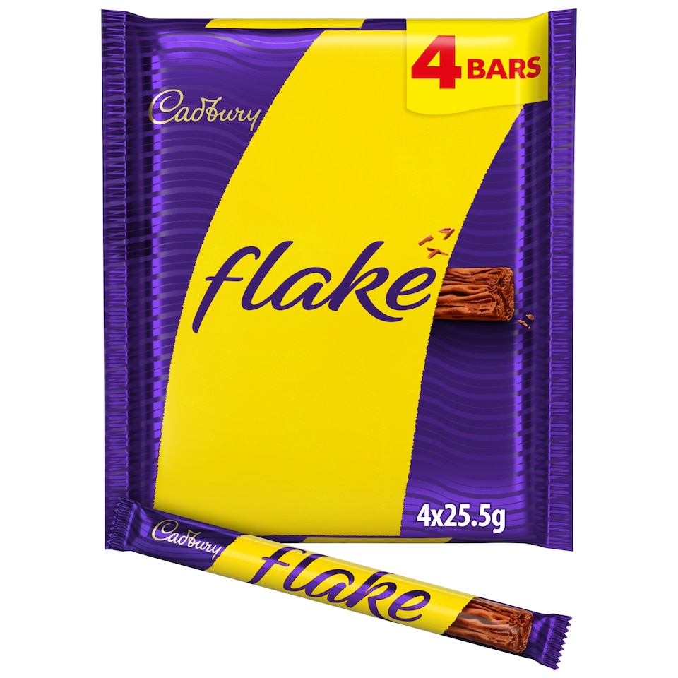 Cadbury Flake Chocolate Bar 4 Pack Multipack 102g