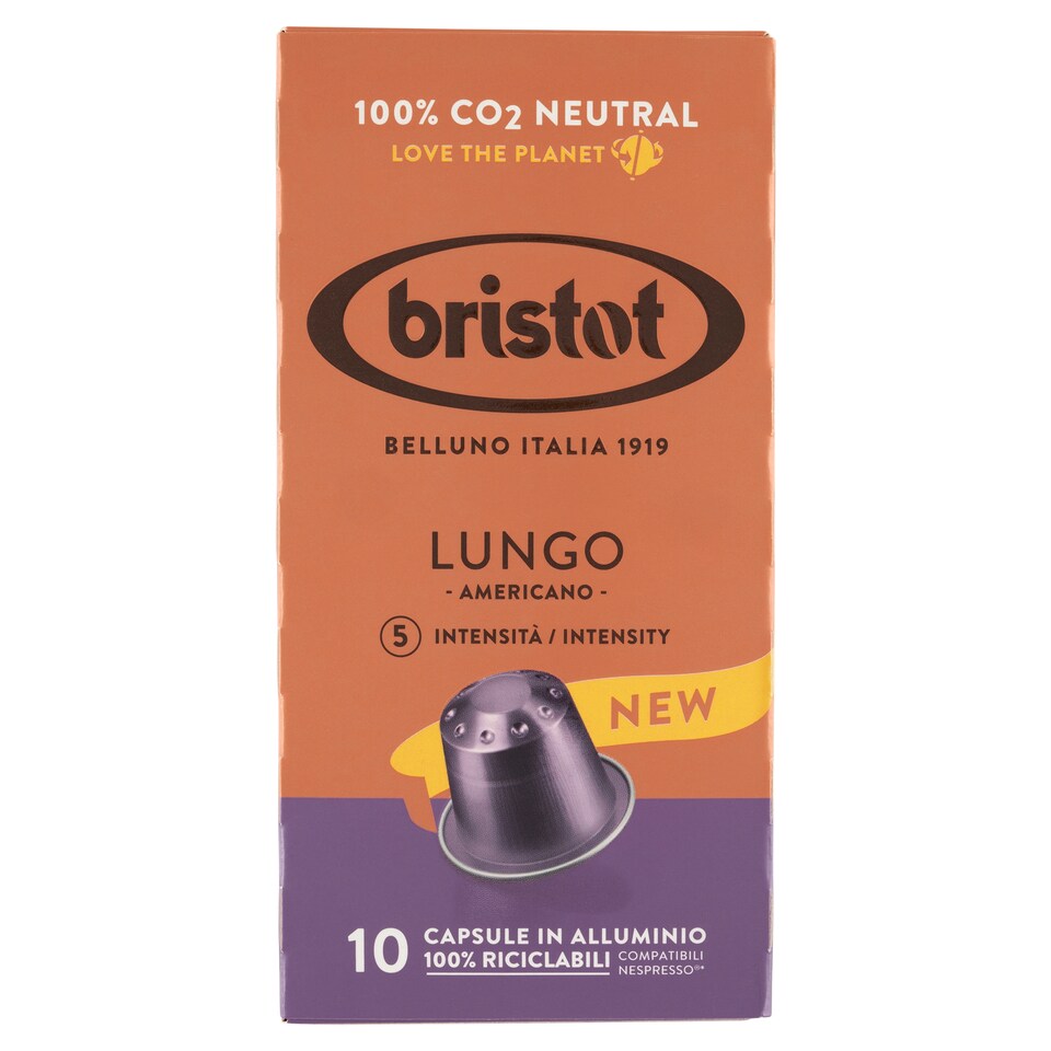 Obrázek 1 pro produkt Bristot Lungo Americano pražená mletá káva 10 kapslí 55g