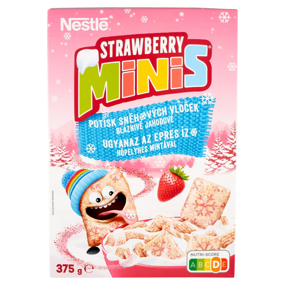 Strawberry Minis ropogós, epres ízű gabonapehely teljes kiőrlésű búzával 375 g  1. kép