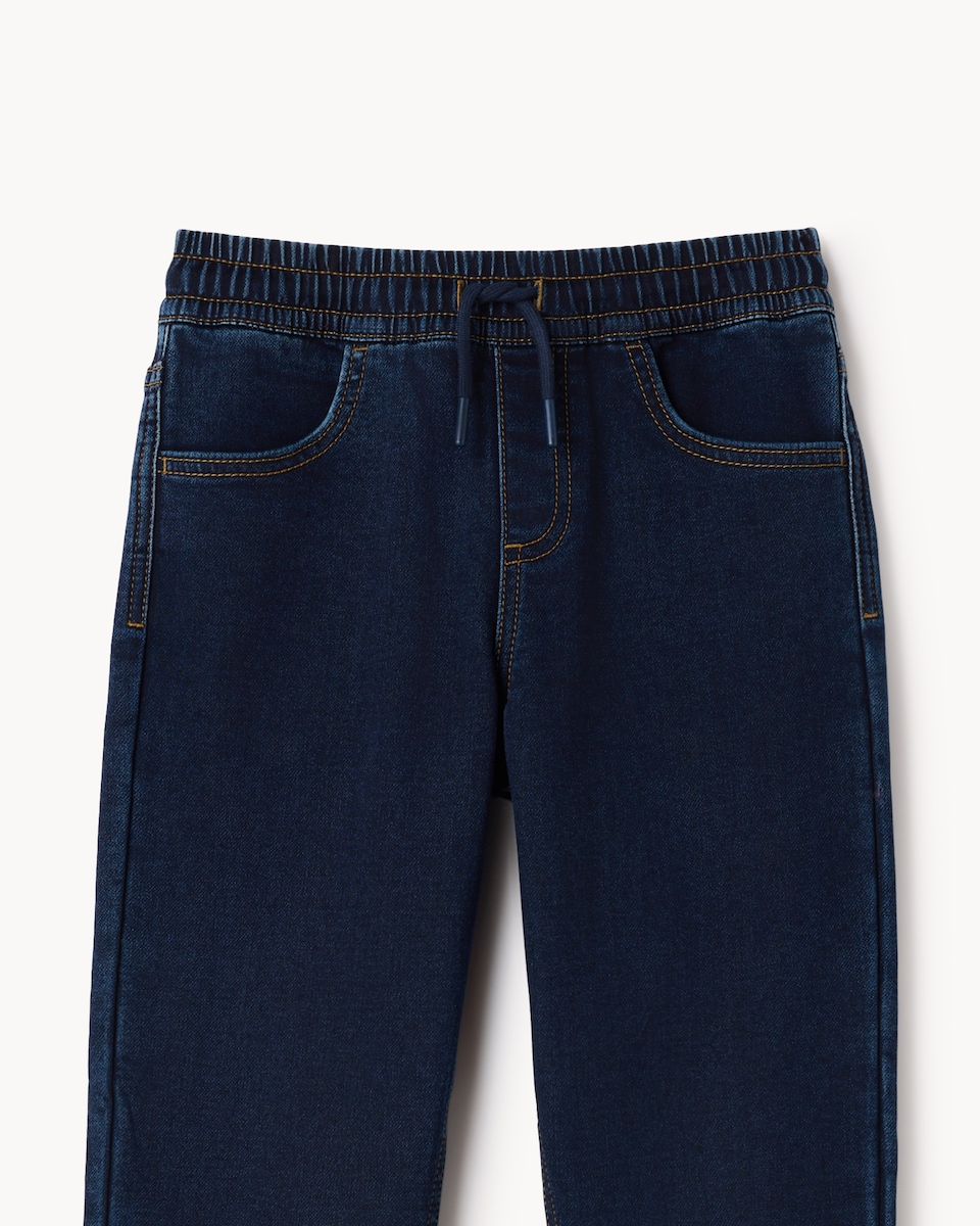 image 1 of F&F Boys Cotton Rich Pull On Jeans in Navy