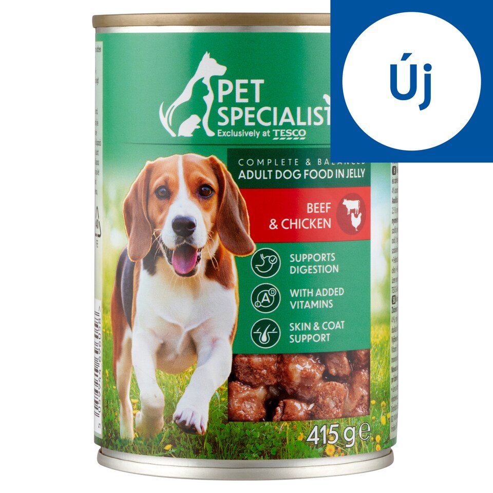 Pet Specialist teljes értékű állateledel felnőtt kutyák számára marhával, csirkével aszpikban 415 g