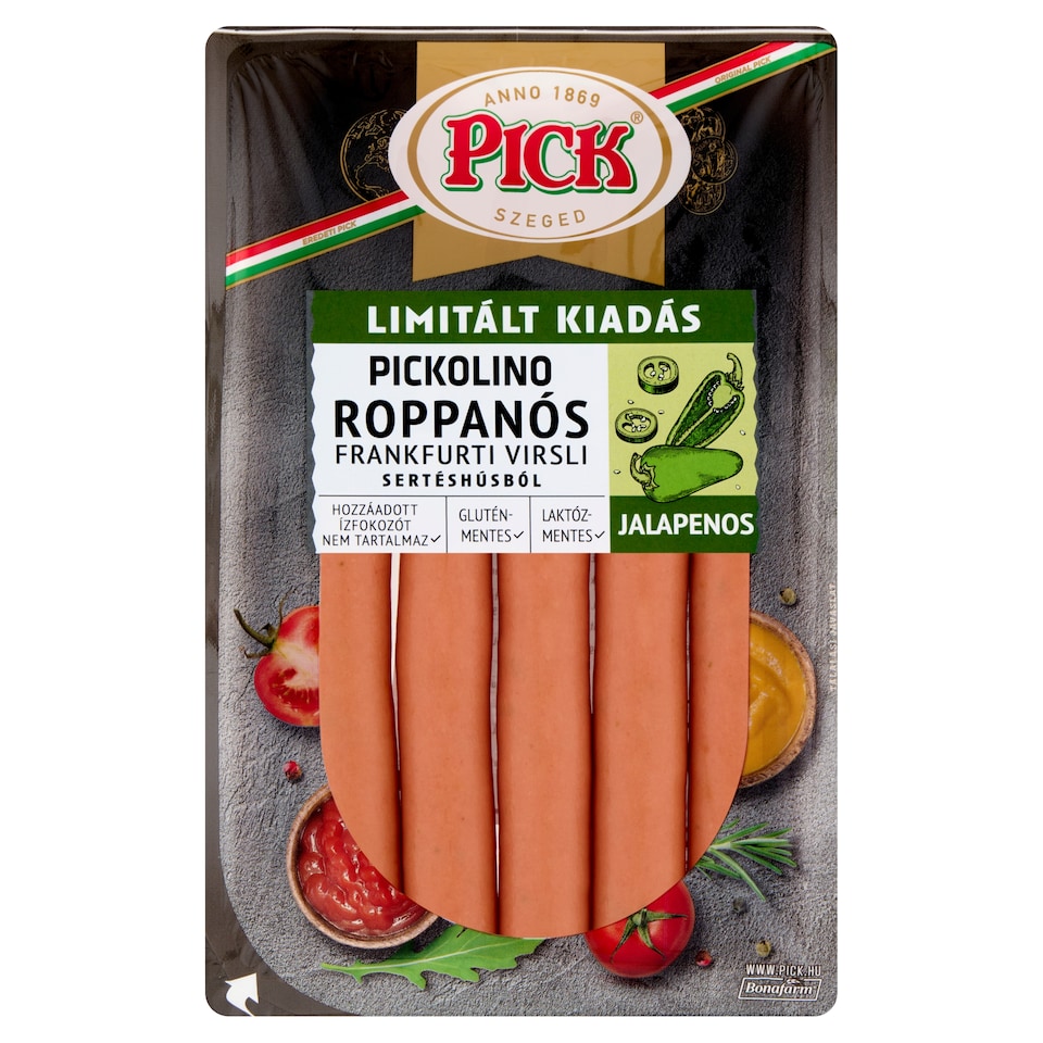 PICK Pickolino jalapenos roppanós frankfurti virsli sertéshúsból 300 g 1. kép