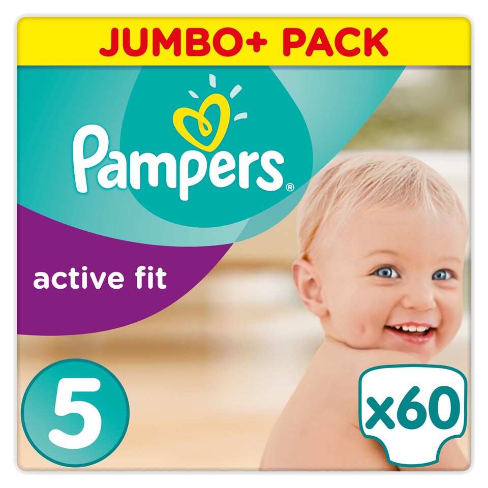 image 1 of Pampers Active Fit Size 5 Jumbo+ Pack 60 Nappies