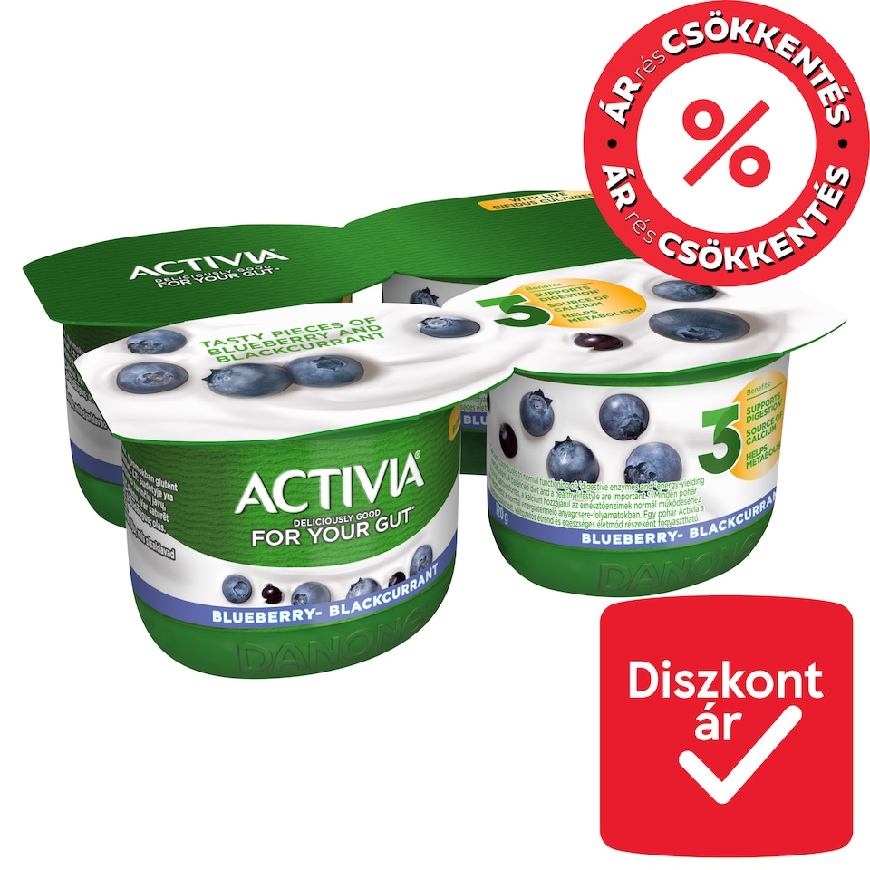 Danone Activia Blueberry-Blackcurrant Yoghurt with Live Culture 4 x 120 g (480 g)