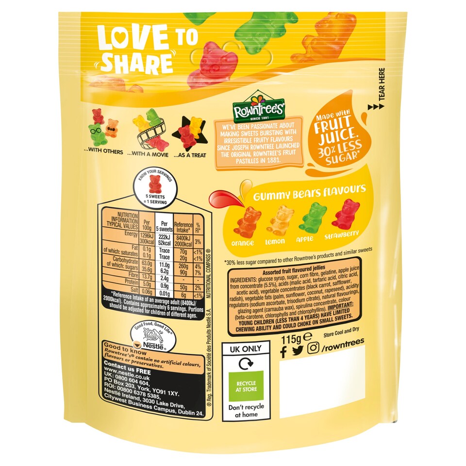 image 1 of Rowntree's Gummy Bears Sharing Bag 115g