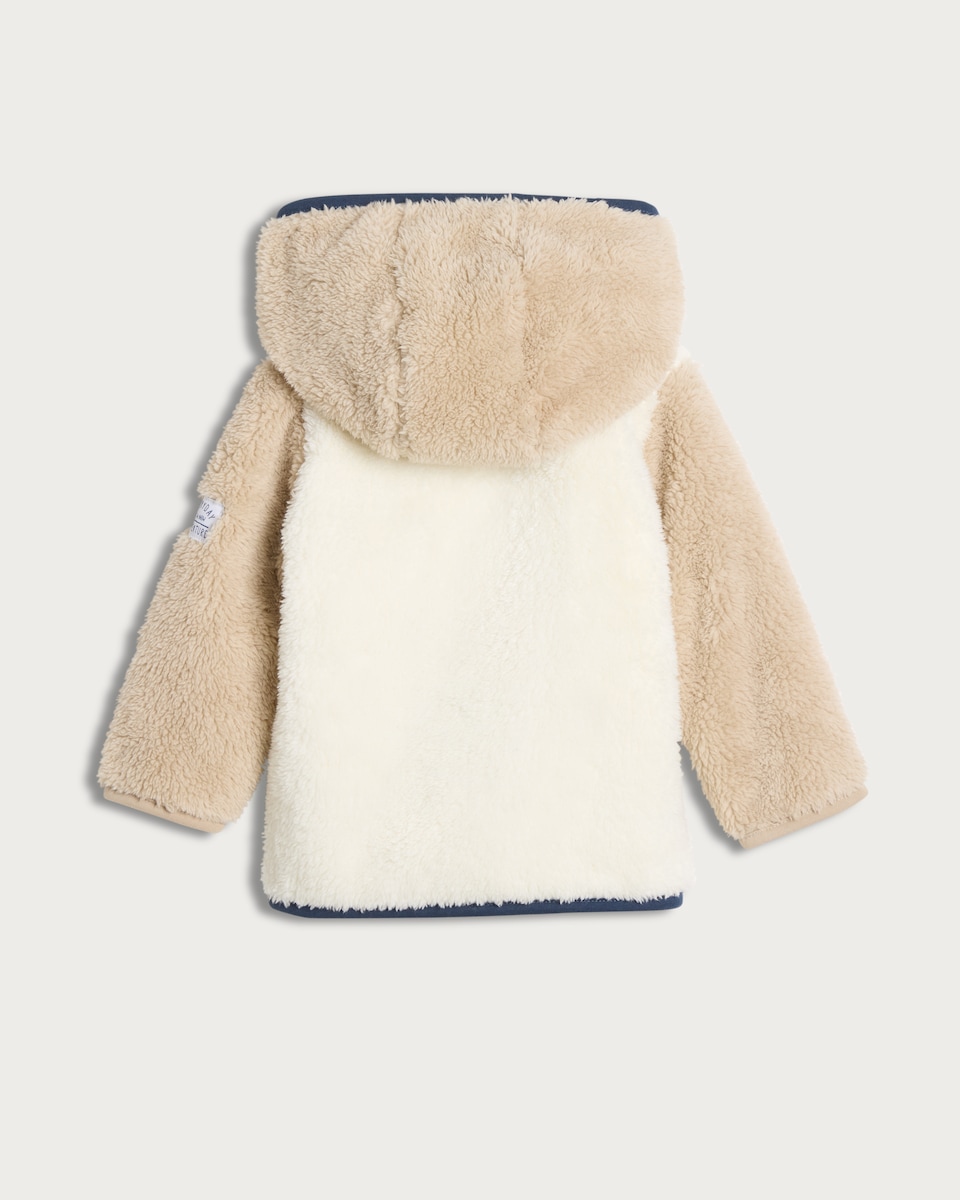 image 1 of F&F Baby Hooded Fleece Colour Block Zip Through Jacket in Blue