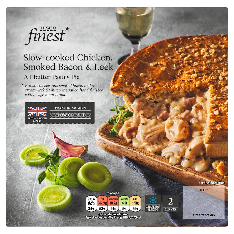 Tesco Finest Chicken, Bacon & Leek Pie 500g