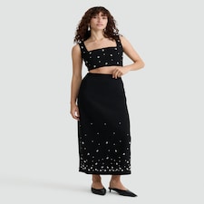 The F&F Edit Diamanté Embellished Co-ord Midi Skirt in Black