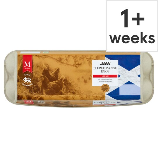 Tesco Medium Free Range Eggs 12 Pack Tesco Groceries