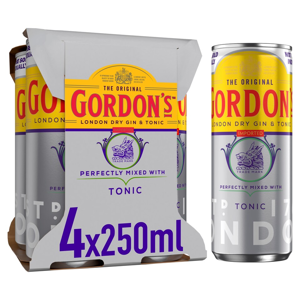 Gordons London Dry Gin And Tonic 4X250ml