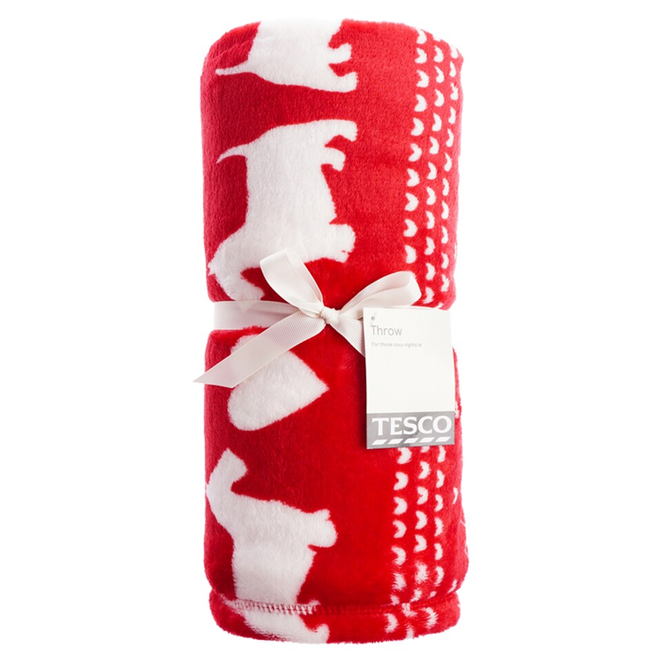 Tesco Christmas Supersoft Throw- Westie