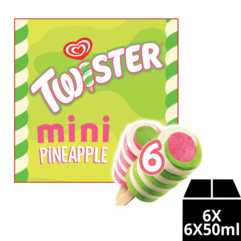 image 1 of Wall's Twister Mini Pineapple Ice Cream Lollies 6x50ml
