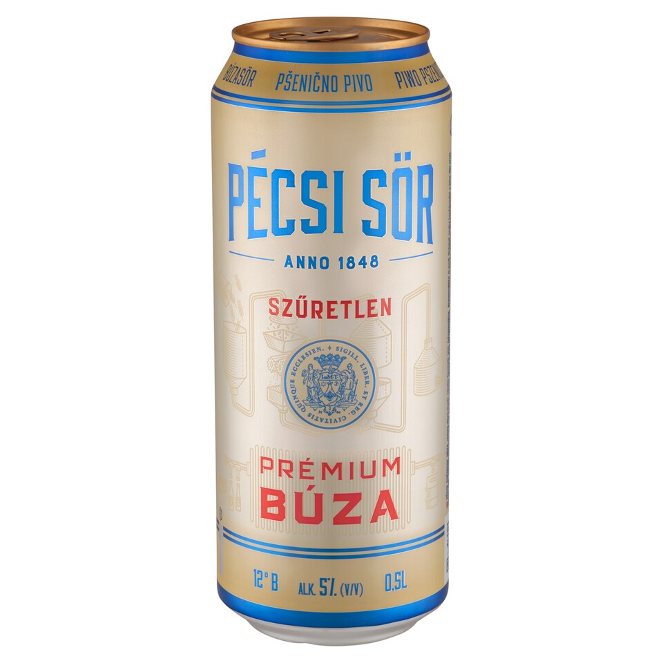 Pécsi Sör Prémium Búza szűretlen minőségi világos búzasör 5% 0,5 l 1. kép